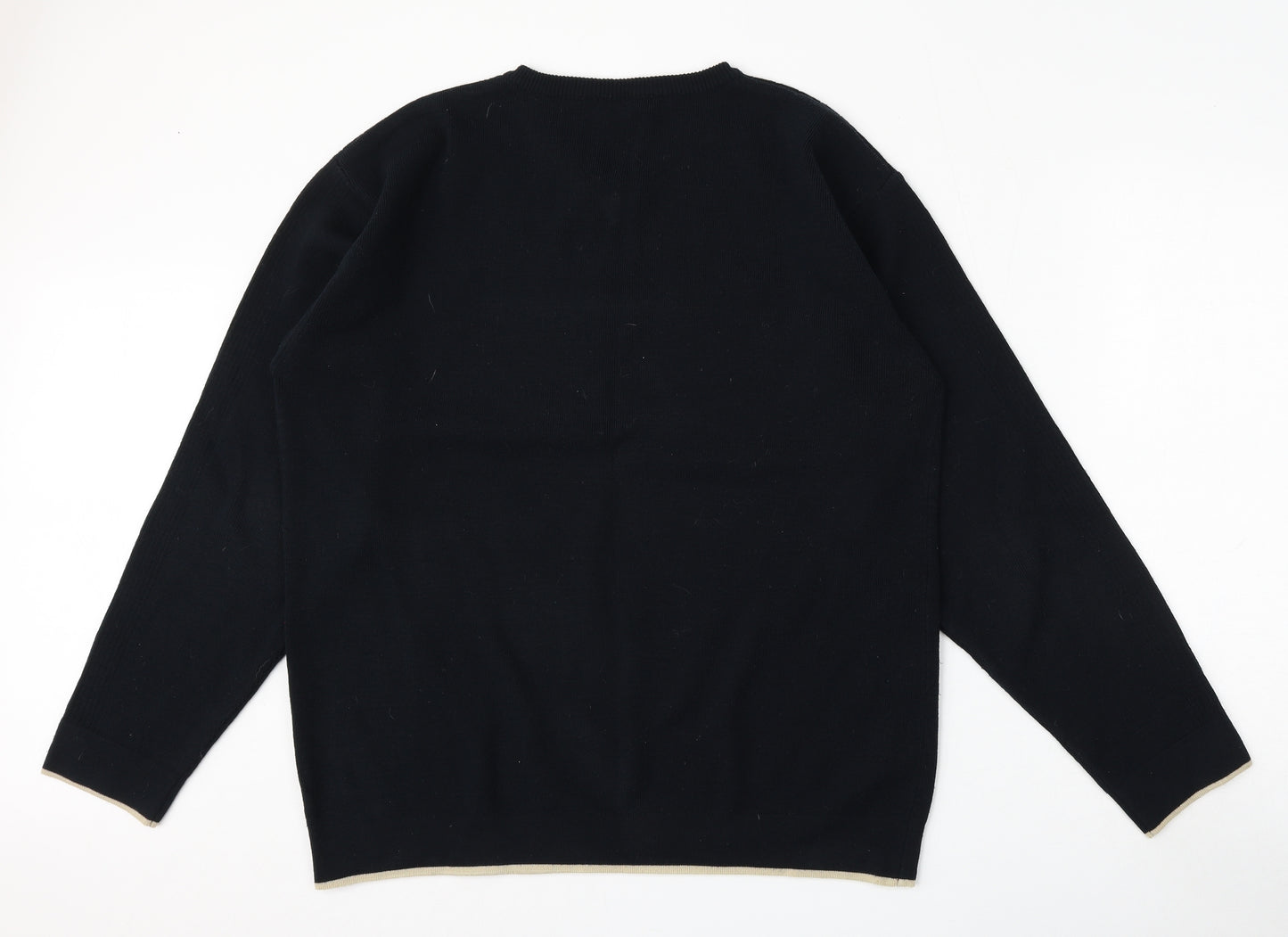 Fashion Union Mens Blue V-Neck  Polyester Pullover Jumper Size L