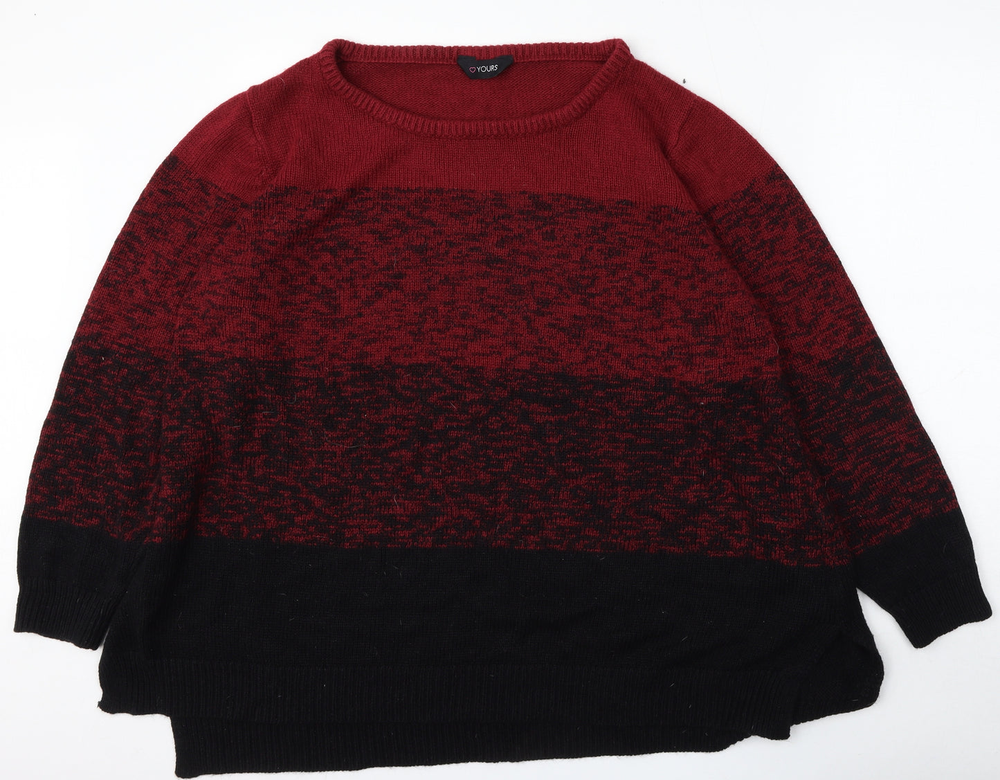 Yours Womens Red Round Neck  Acrylic Pullover Jumper Size 22