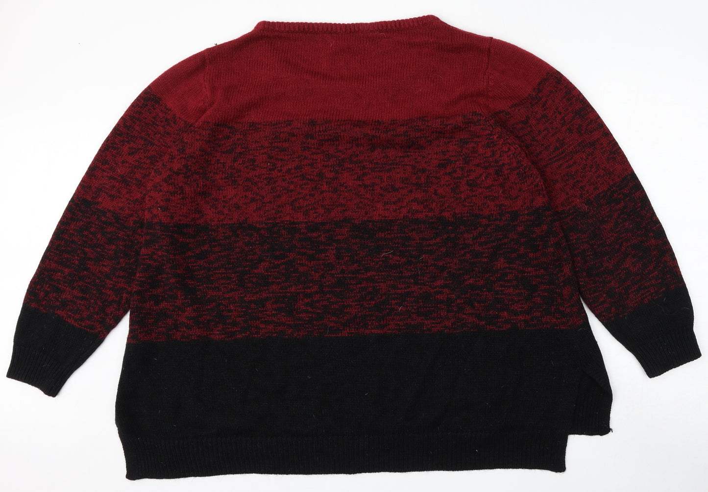 Yours Womens Red Round Neck  Acrylic Pullover Jumper Size 22