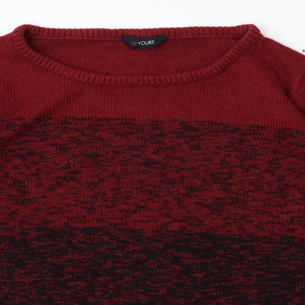 Yours Womens Red Round Neck  Acrylic Pullover Jumper Size 22