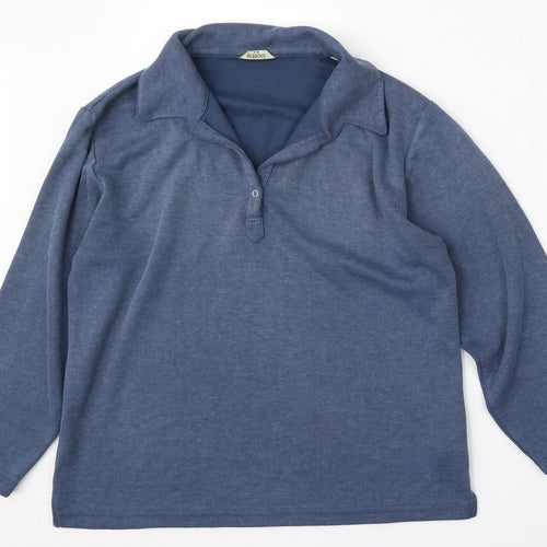 Editions Womens Blue  Polyester Pullover Sweatshirt Size L  Button