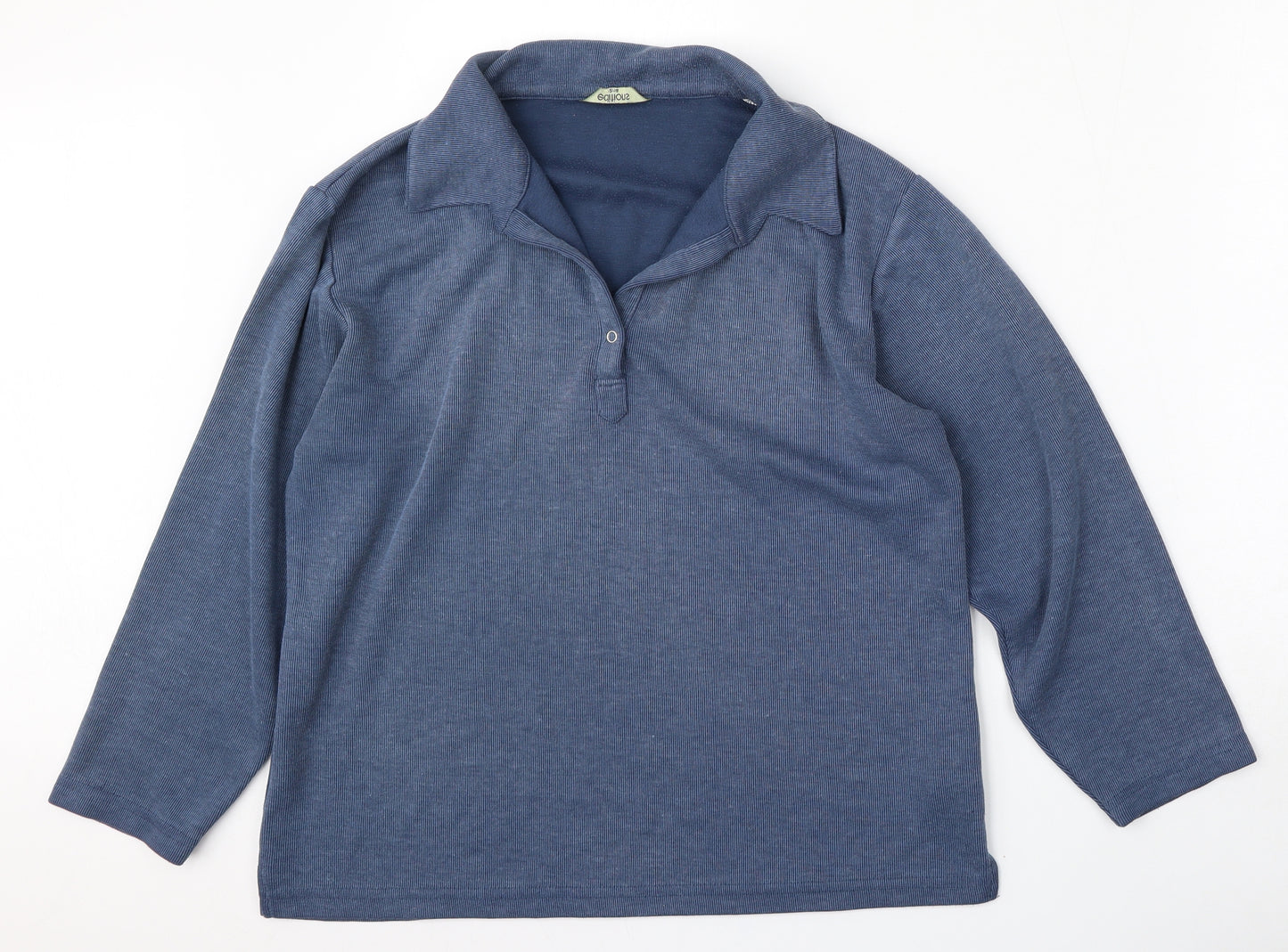 Editions Womens Blue  Polyester Pullover Sweatshirt Size L  Button