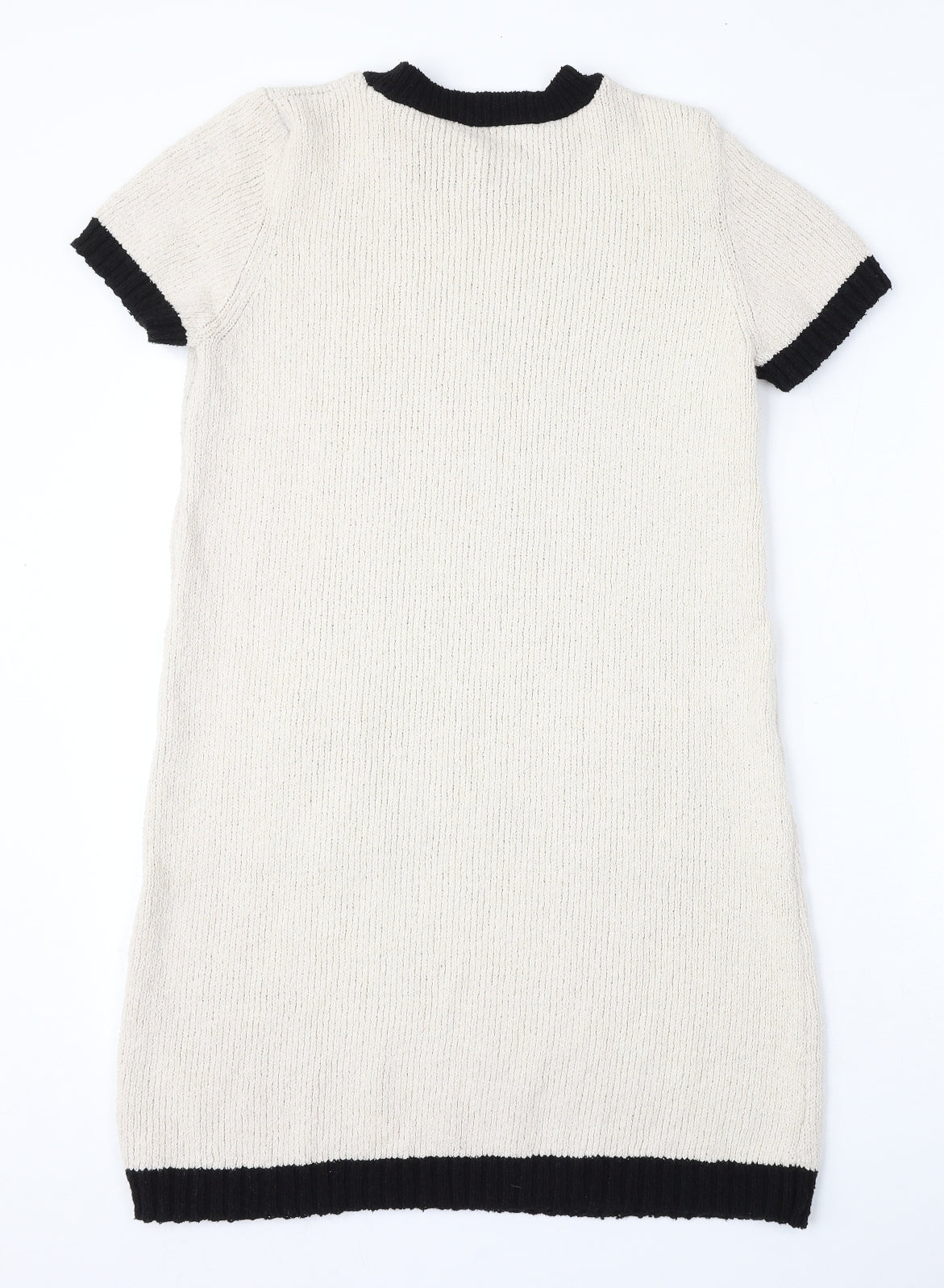 Zara Womens Beige Round Neck  Cotton Pullover Jumper Size L