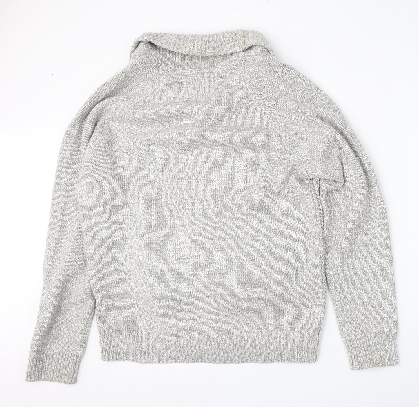F&F Mens Grey Roll Neck  Acrylic Cardigan Jumper Size L