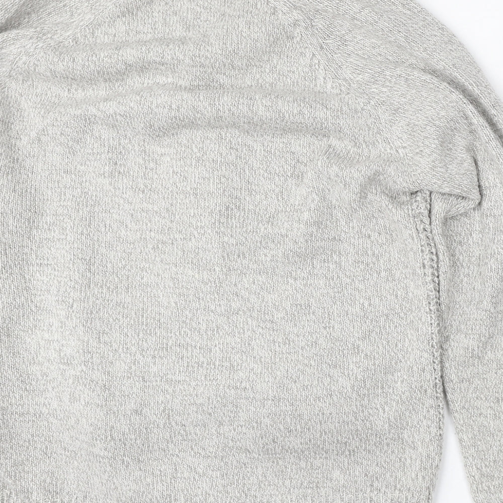 F&F Mens Grey Roll Neck  Acrylic Cardigan Jumper Size L