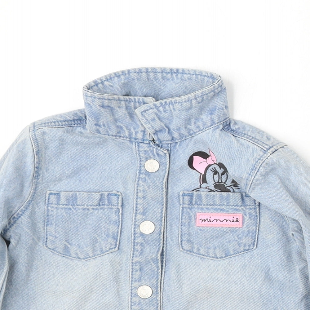 Disney Girls Blue   Jacket  Size 12-18 Months   Button - minnie mouse