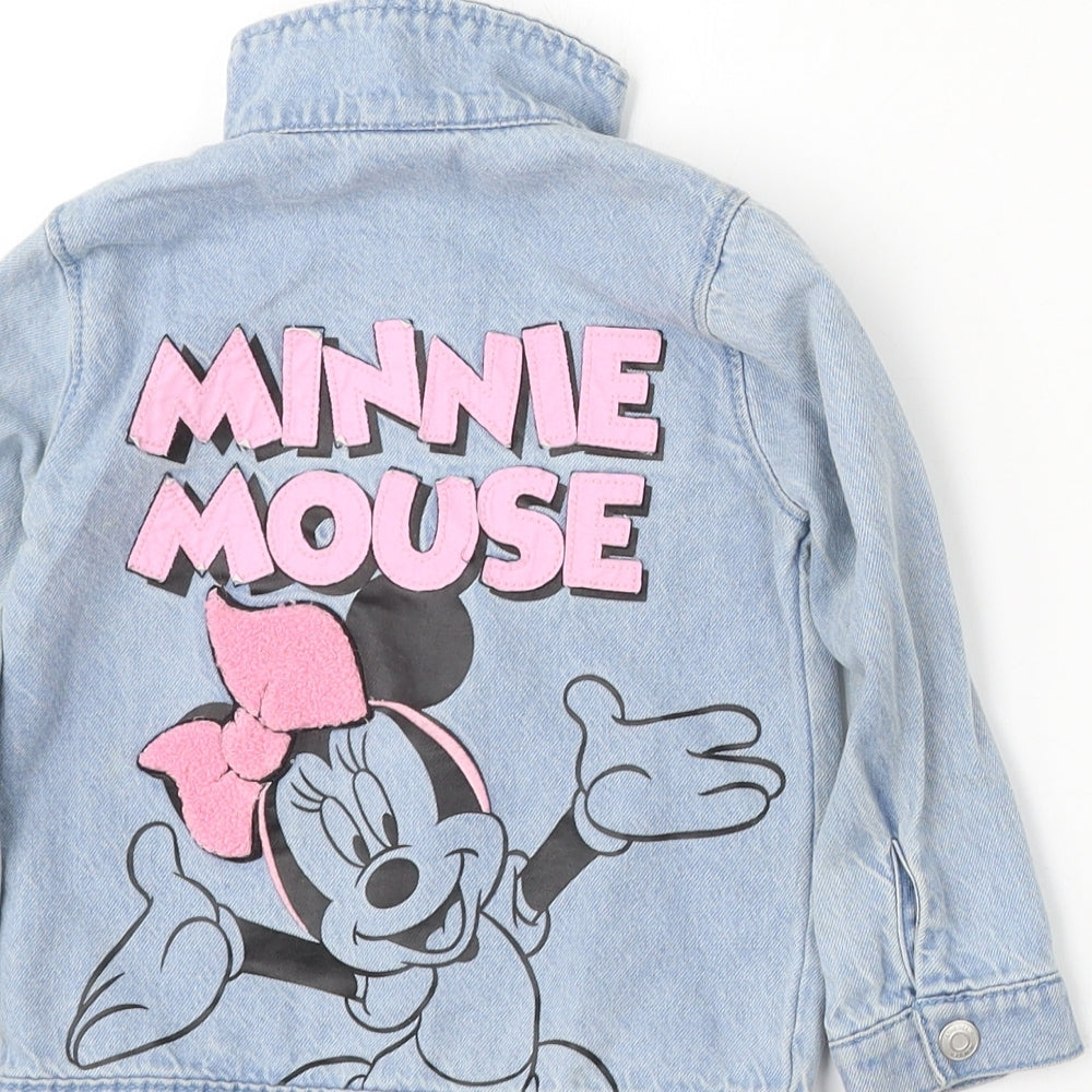 Disney Girls Blue   Jacket  Size 12-18 Months   Button - minnie mouse