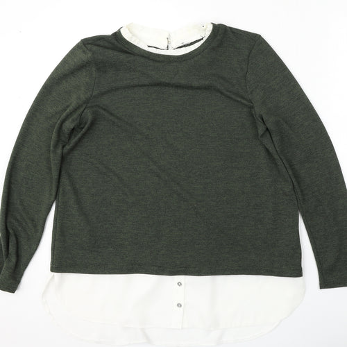 Dorothy Perkins Womens Green Collared  Polyester Pullover Jumper Size 14