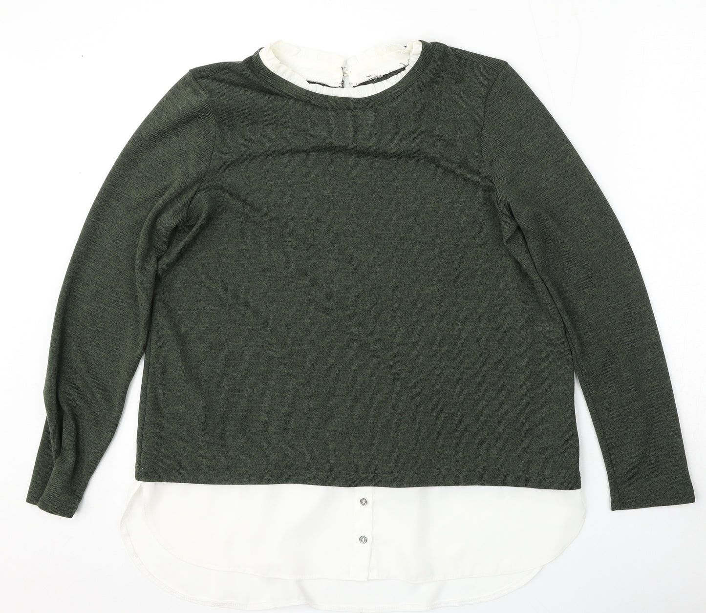 Dorothy Perkins Womens Green Collared  Polyester Pullover Jumper Size 14