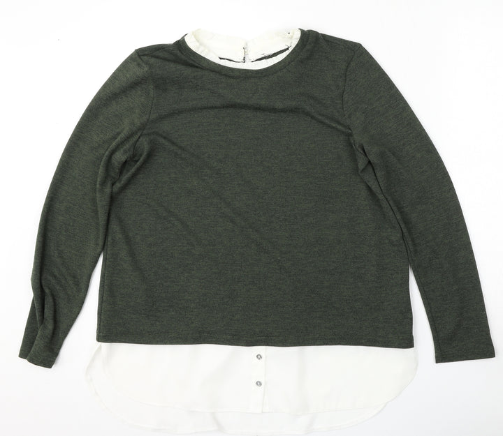 Dorothy Perkins Womens Green Collared  Polyester Pullover Jumper Size 14