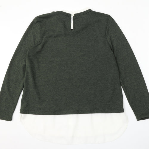 Dorothy Perkins Womens Green Collared  Polyester Pullover Jumper Size 14