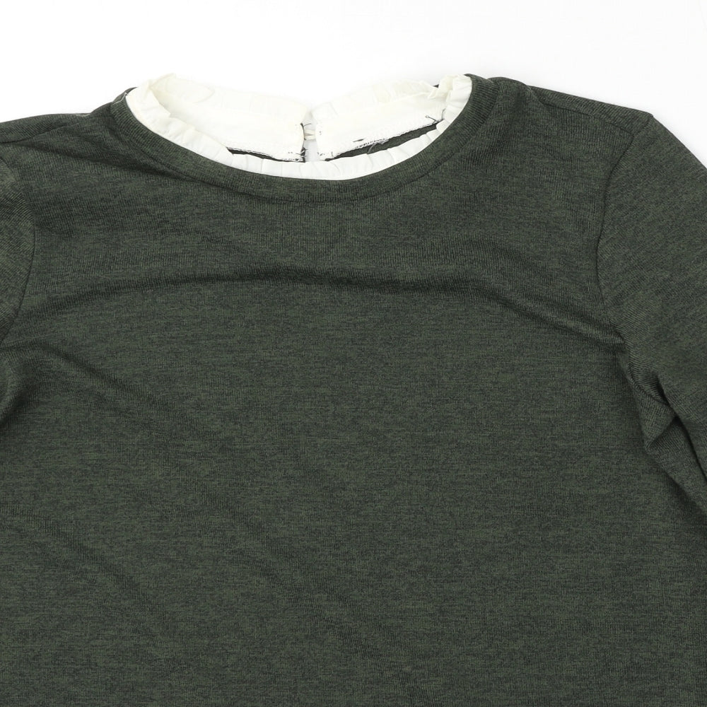Dorothy Perkins Womens Green Collared  Polyester Pullover Jumper Size 14