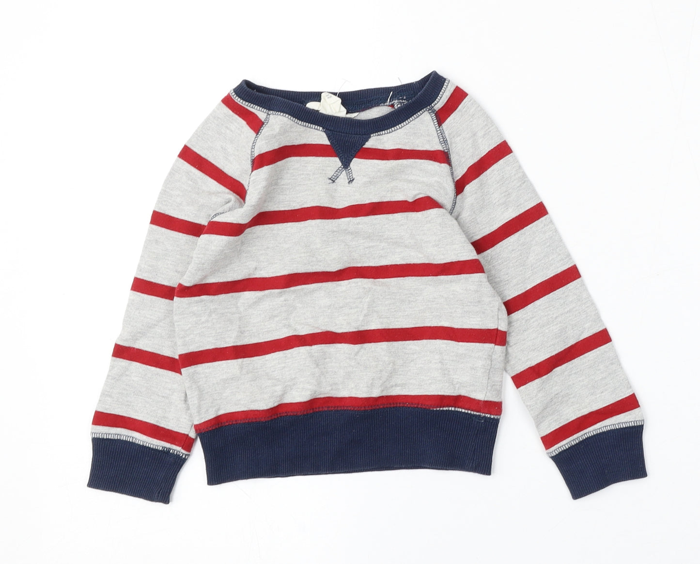 H&M Boys Grey Striped Cotton Pullover Jumper Size 18-24 Months