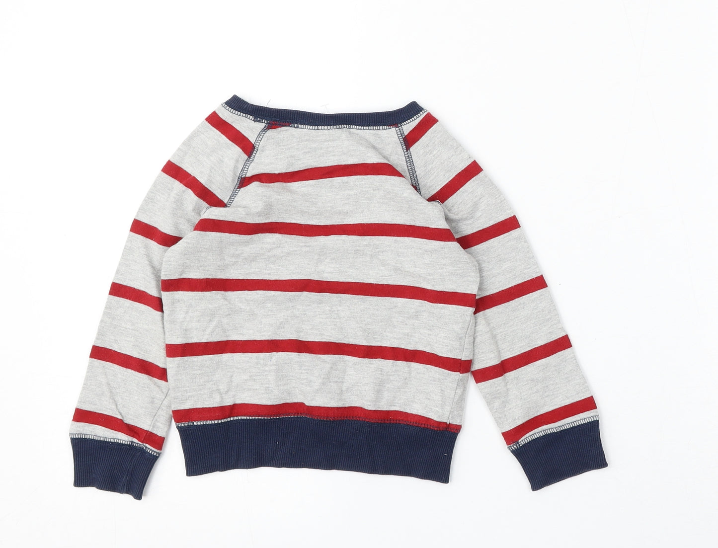 H&M Boys Grey Striped Cotton Pullover Jumper Size 18-24 Months