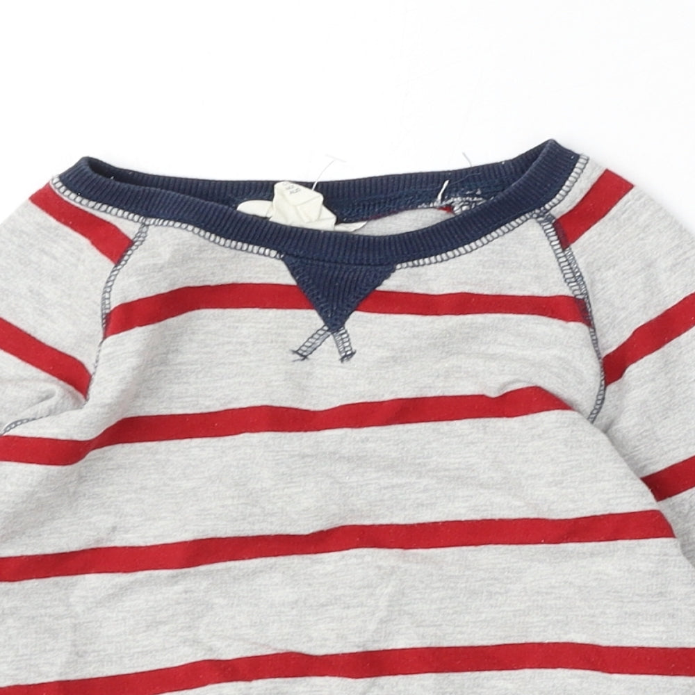H&M Boys Grey Striped Cotton Pullover Jumper Size 18-24 Months