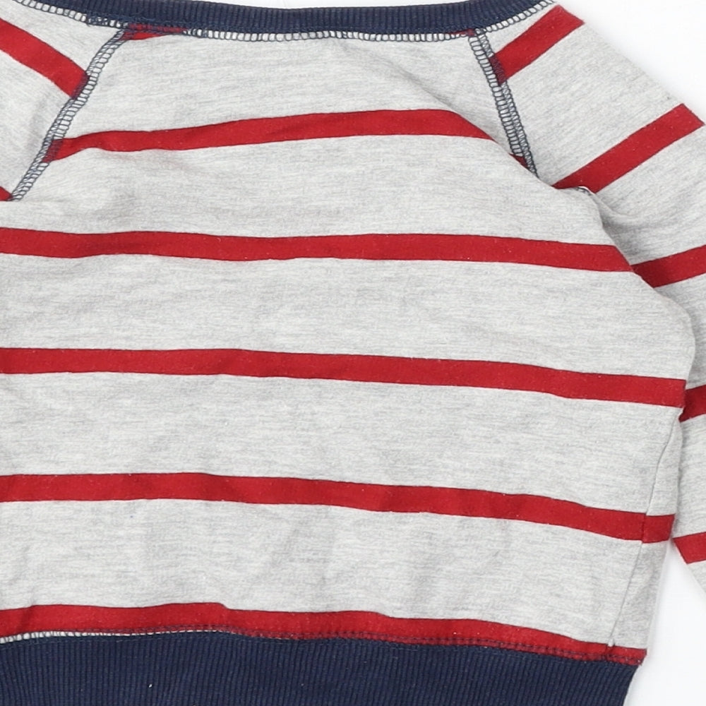H&M Boys Grey Striped Cotton Pullover Jumper Size 18-24 Months