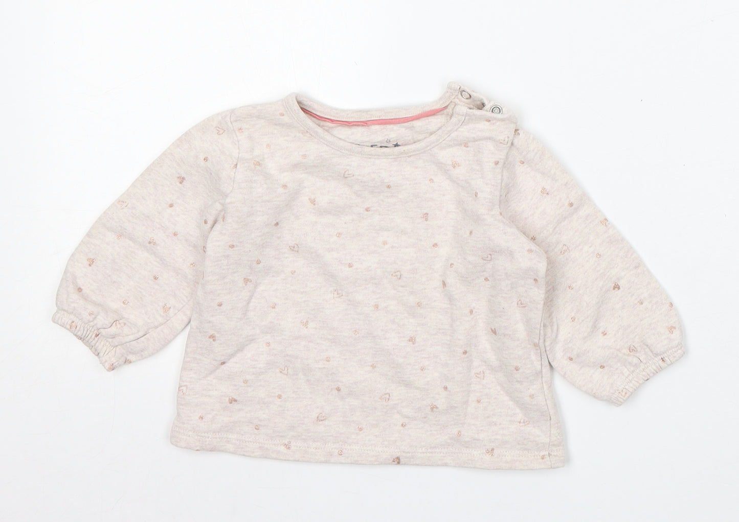 F&F Girls Pink  Cotton Pullover Jumper Size 6-9 Months