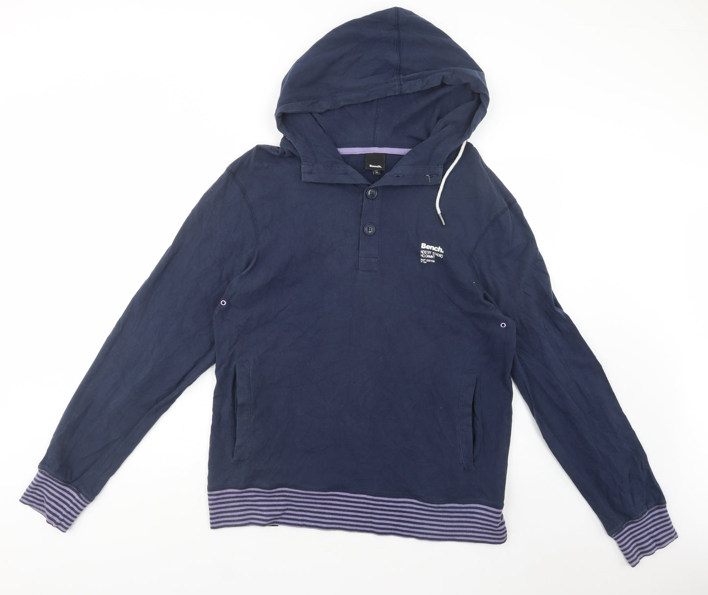 Bench Mens Blue  Cotton Pullover Hoodie Size XL