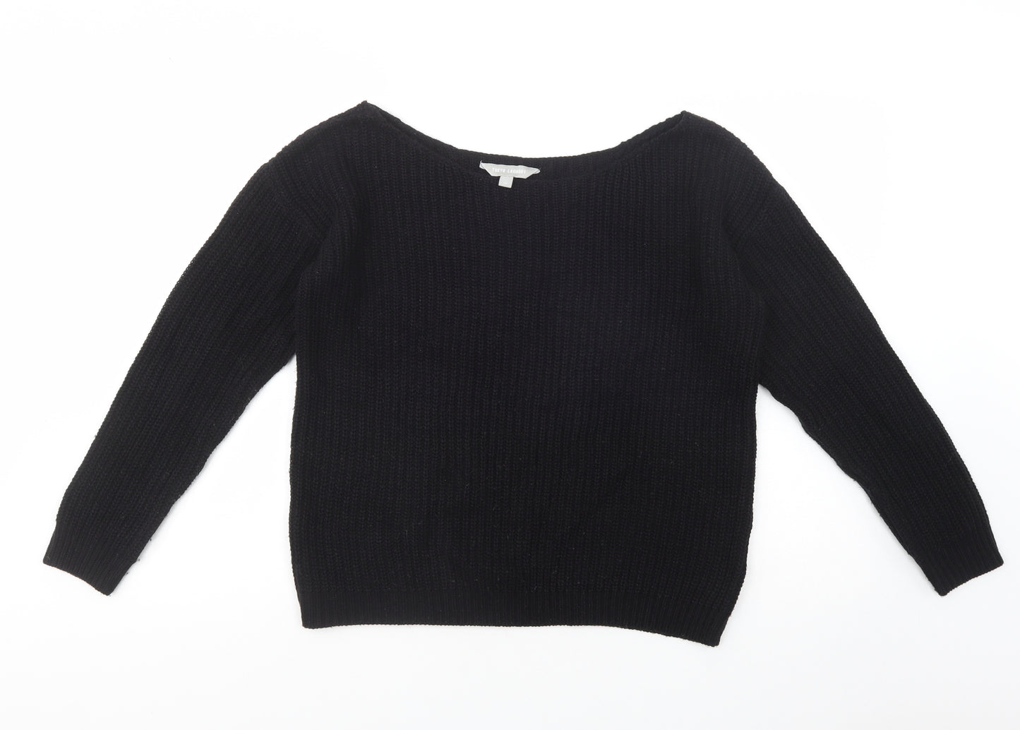 Tokyo Laundry Womens Black Boat Neck  Acrylic Pullover Jumper Size L