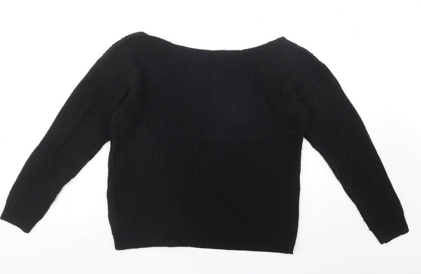 Tokyo Laundry Womens Black Boat Neck  Acrylic Pullover Jumper Size L