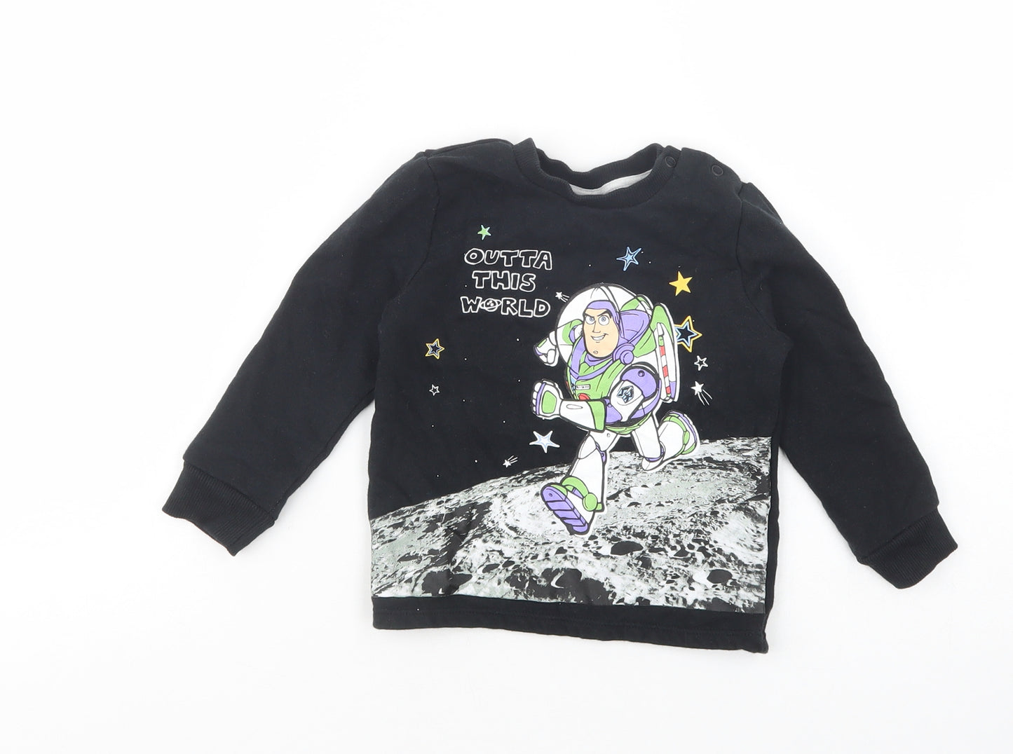 F&F Baby Black  Cotton Pullover Jumper Size 12-18 Months  Snap - Toy Story
