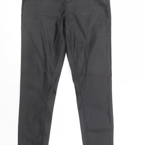 Denim Co. Womens Black  Polyester Jegging Trousers Size 8 L30 in Regular Button - Coated