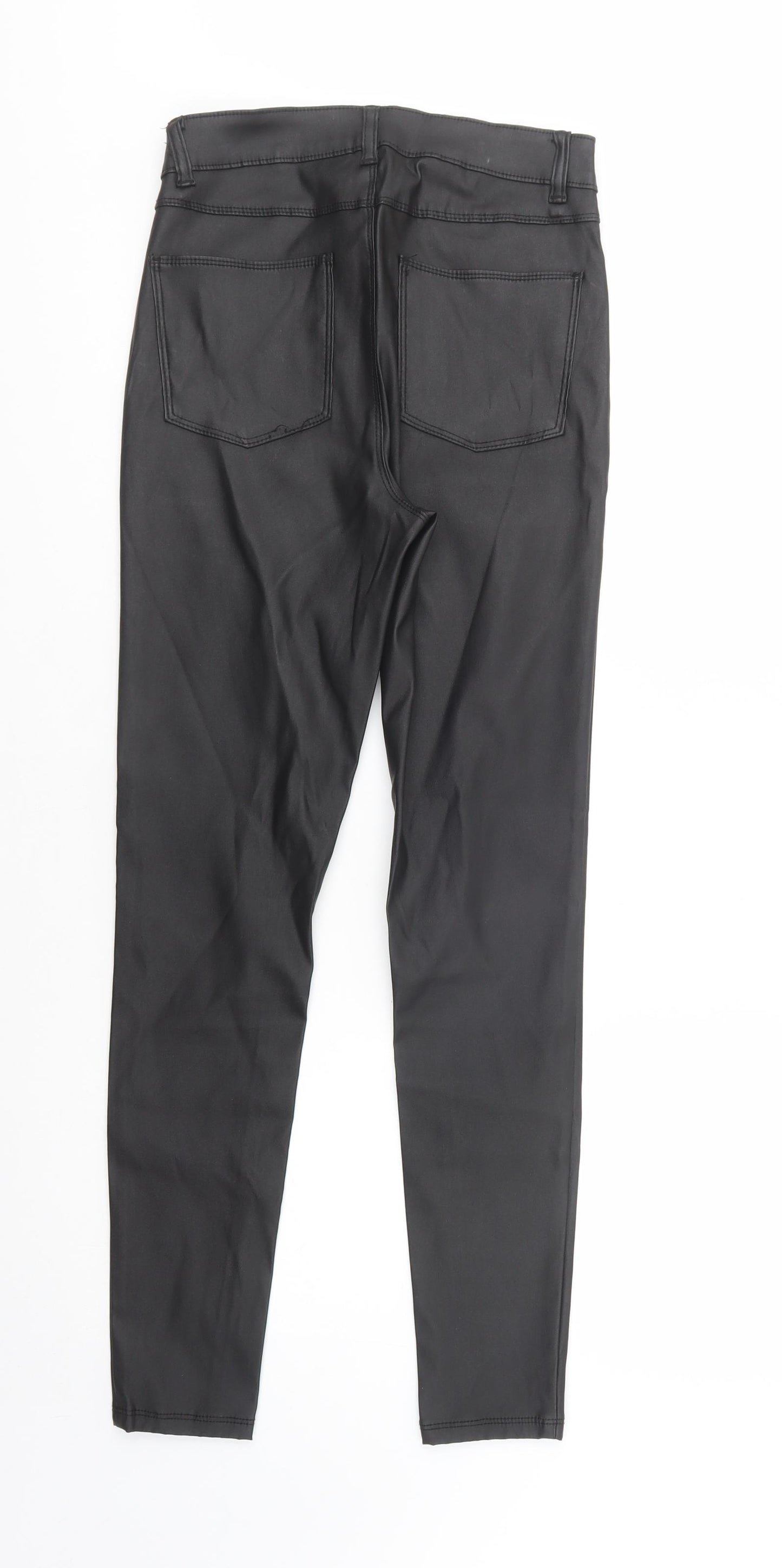 Denim Co. Womens Black  Polyester Jegging Trousers Size 8 L30 in Regular Button - Coated