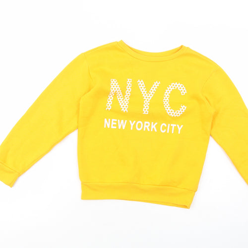 Primark Girls Yellow  Polyester Pullover Sweatshirt Size 9-10 Years  Pullover - NYC