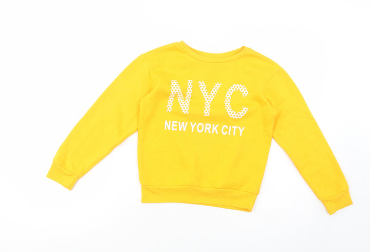 Primark Girls Yellow  Polyester Pullover Sweatshirt Size 9-10 Years  Pullover - NYC