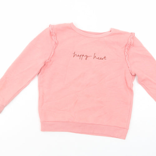 George Girls Pink  Cotton Pullover Sweatshirt Size 4-5 Years  Pullover - Happy Heart