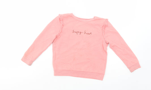 George Girls Pink  Cotton Pullover Sweatshirt Size 4-5 Years  Pullover - Happy Heart