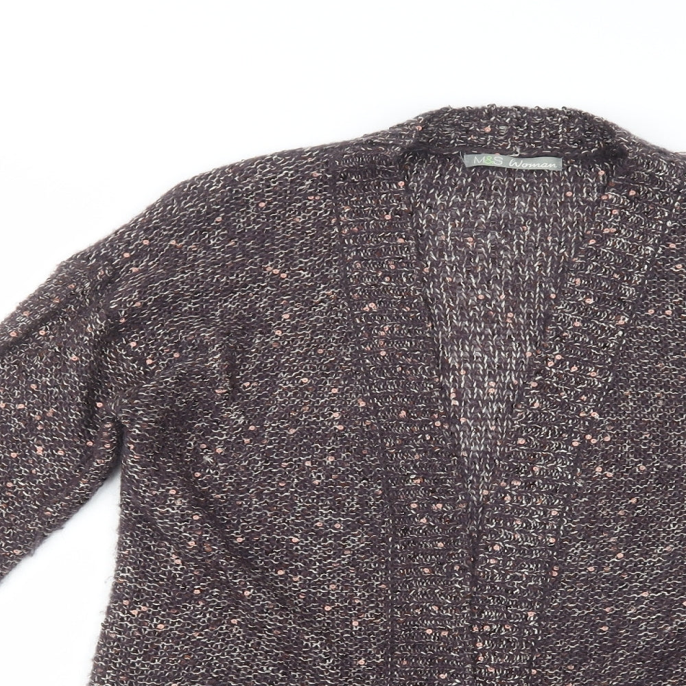 Marks and Spencer Womens Purple V-Neck  Polyester Cardigan Jumper Size 14