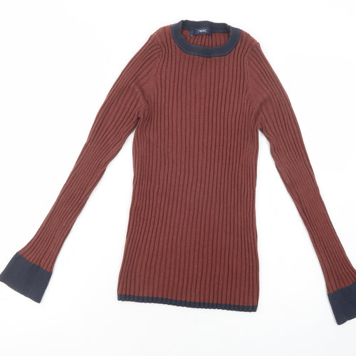 NEXT Womens Brown Crew Neck  Nylon Pullover Jumper Size 12
