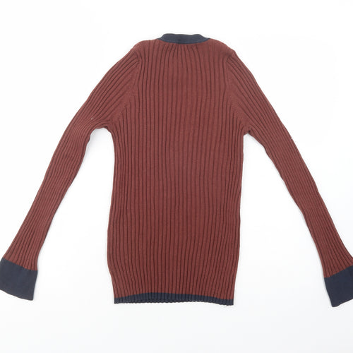 NEXT Womens Brown Crew Neck  Nylon Pullover Jumper Size 12