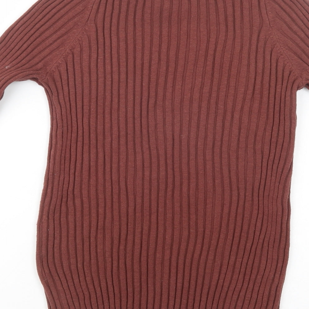 NEXT Womens Brown Crew Neck  Nylon Pullover Jumper Size 12