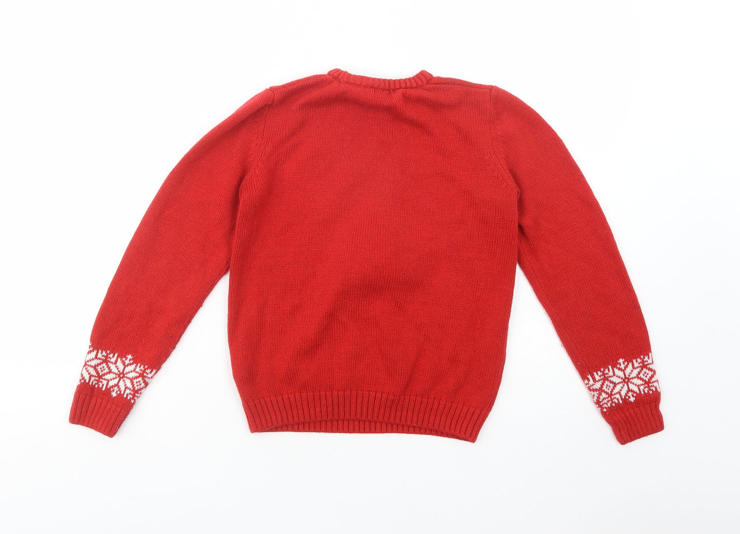 NEXT Girls Red Crew Neck  Acrylic Pullover Jumper Size 10 Years  Pullover - Rudolph Christmas