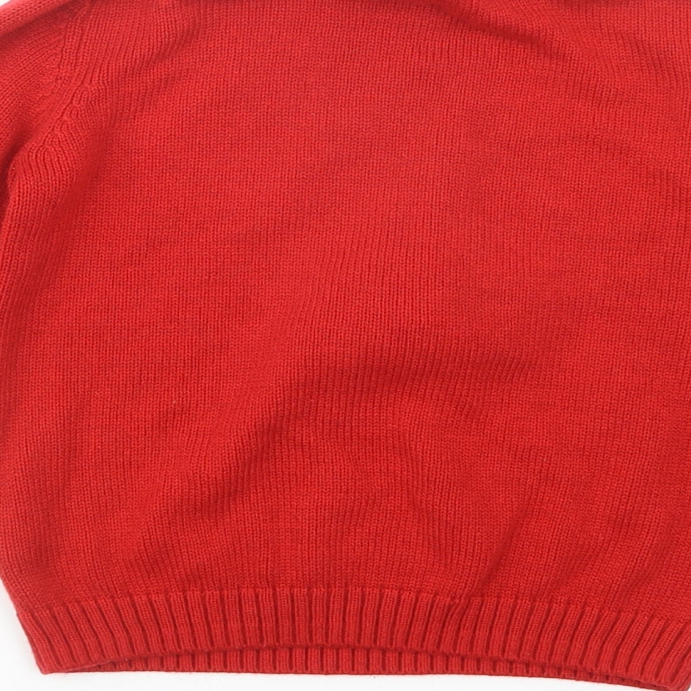 NEXT Girls Red Crew Neck  Acrylic Pullover Jumper Size 10 Years  Pullover - Rudolph Christmas