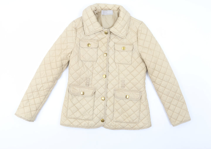 Vintage Boutique Womens Beige Quilted Jacket Size 12 Snap