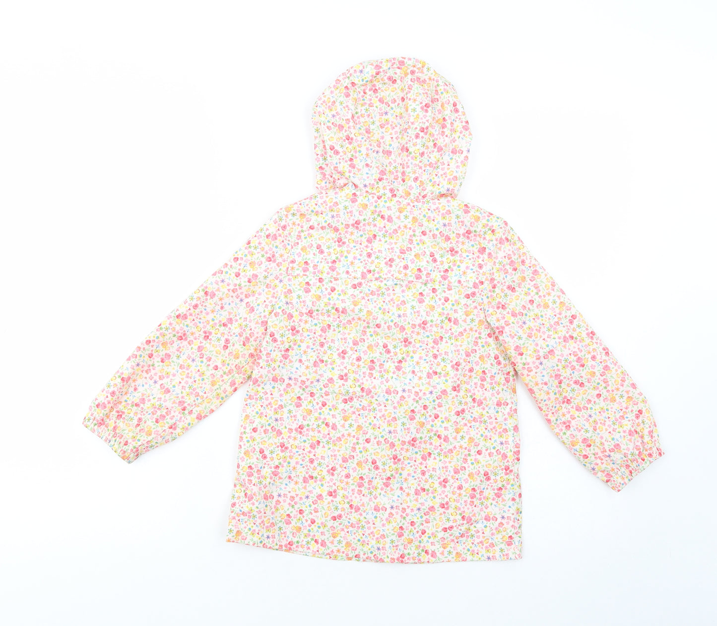 Nutmeg Girls White Floral  Rain Coat Jacket Size 4-5 Years  Zip