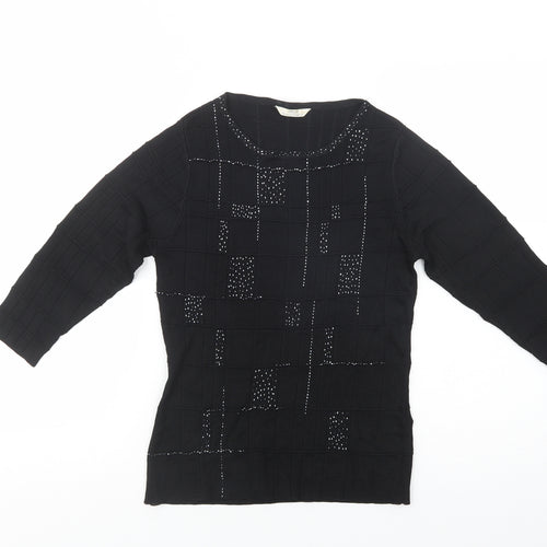 Marks and Spencer Womens Black Boat Neck  Viscose Pullover Jumper Size 14