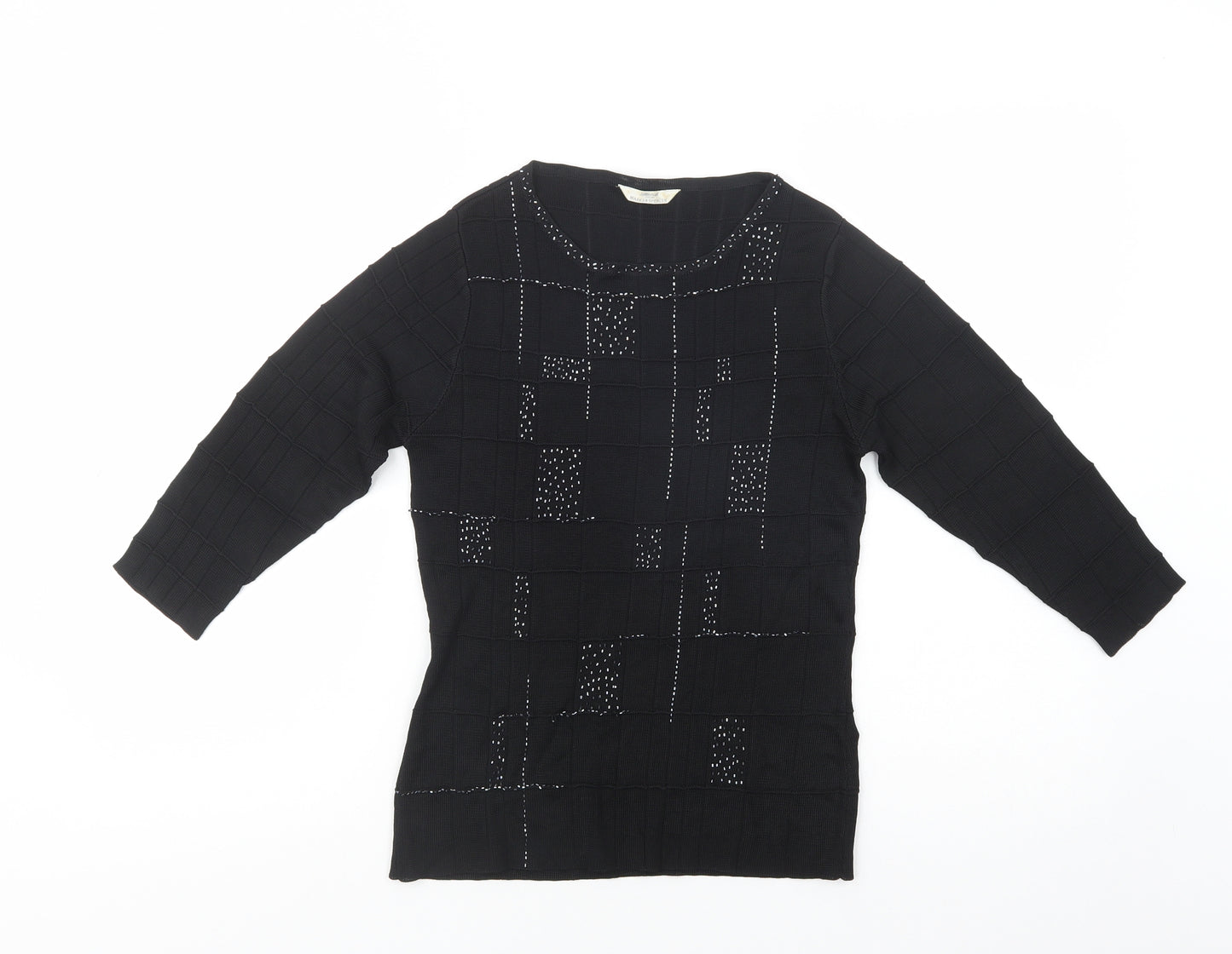 Marks and Spencer Womens Black Boat Neck  Viscose Pullover Jumper Size 14