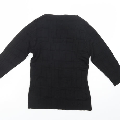 Marks and Spencer Womens Black Boat Neck  Viscose Pullover Jumper Size 14