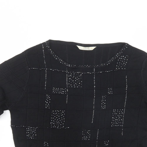 Marks and Spencer Womens Black Boat Neck  Viscose Pullover Jumper Size 14