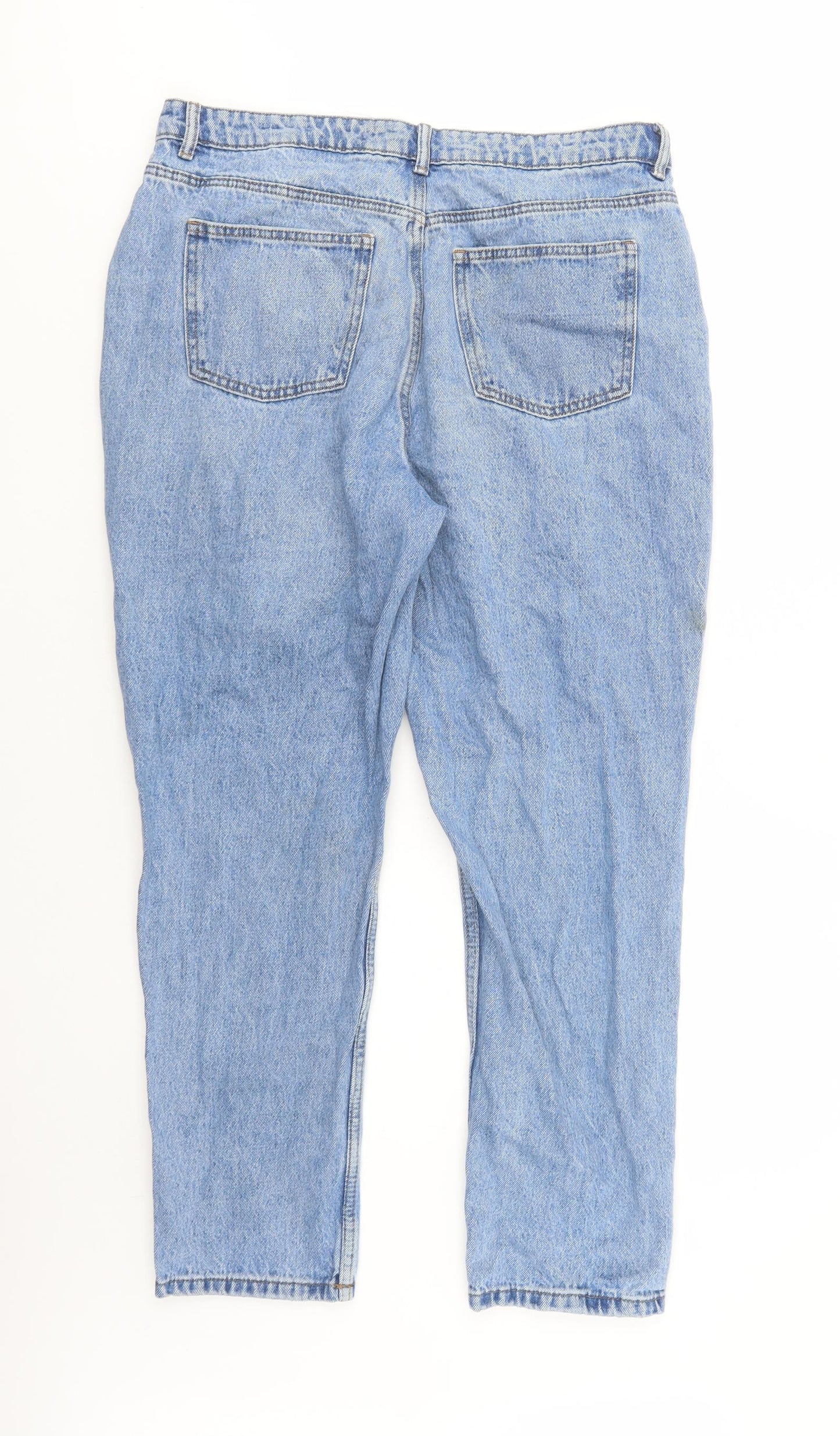 Denim Co. Womens Blue  Cotton Straight Jeans Size 16 L29 in Regular Button