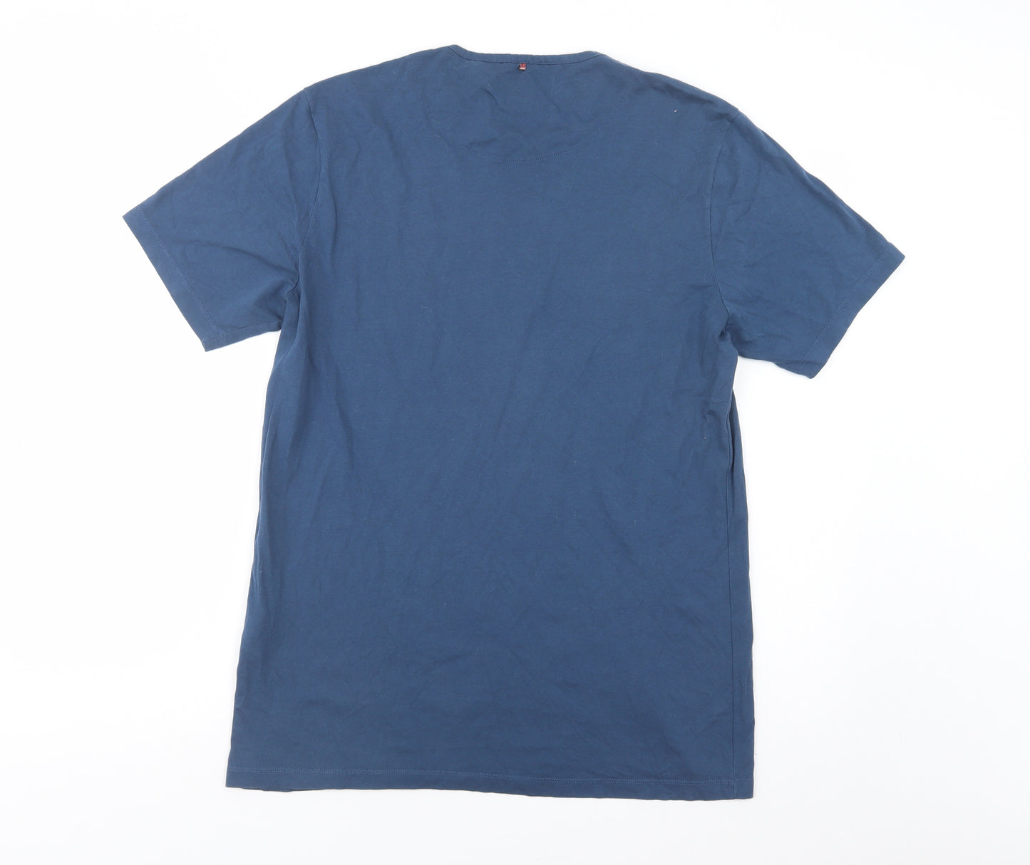 Pretty Green Mens Blue  Cotton  T-Shirt Size M Crew Neck