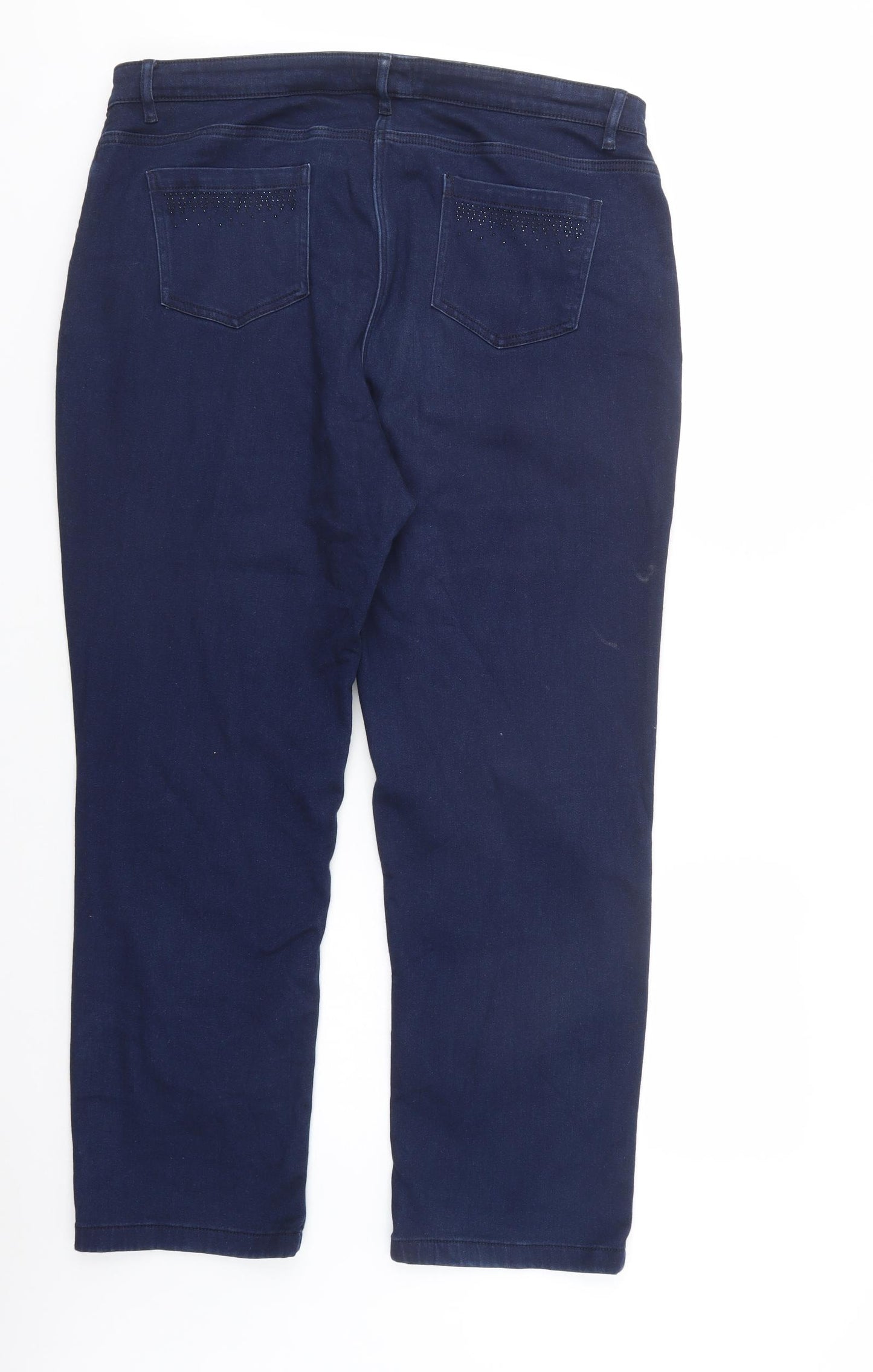 Marks and Spencer Womens Blue  Cotton Straight Jeans Size 20 L29 in Regular Button