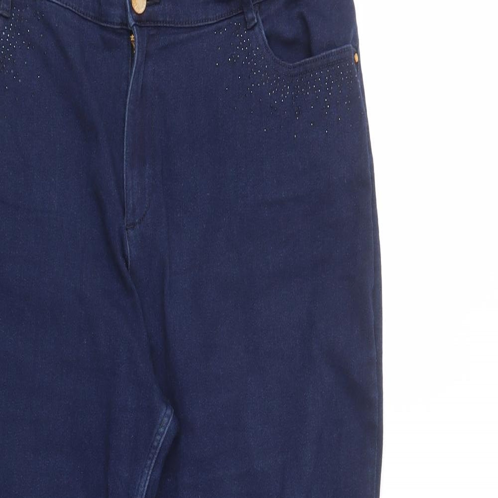 Marks and Spencer Womens Blue  Cotton Straight Jeans Size 20 L29 in Regular Button