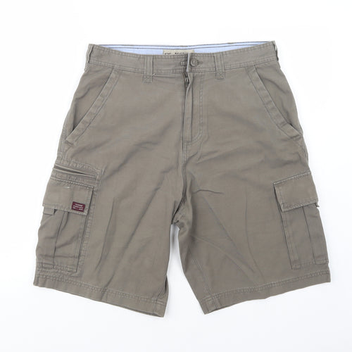 CS. Issue Mens Green  Cotton Cargo Shorts Size 34 in L11 in Regular Button