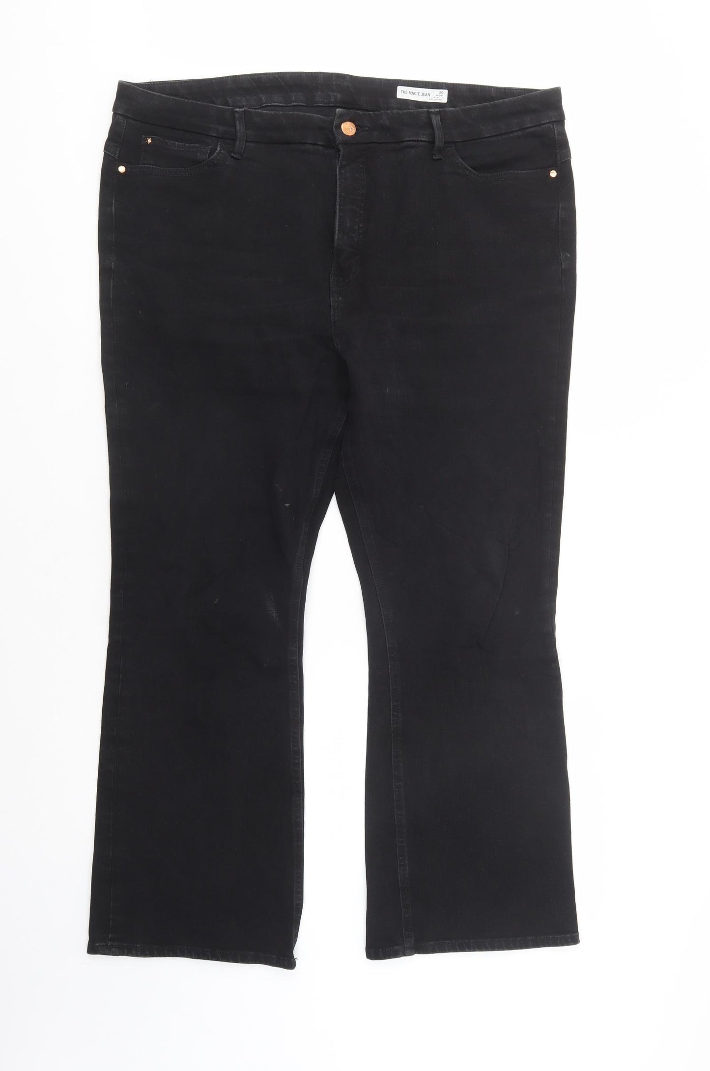 Marks and Spencer Womens Black  Cotton Bootcut Jeans Size 20 L29 in Regular Button