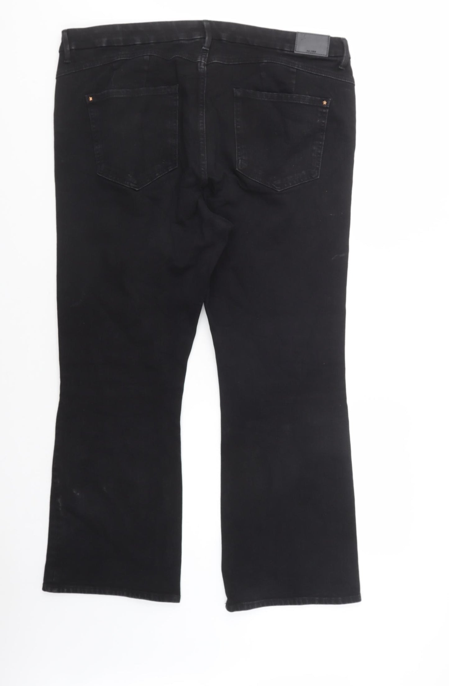 Marks and Spencer Womens Black  Cotton Bootcut Jeans Size 20 L29 in Regular Button